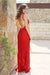 valentina red beaded long dress